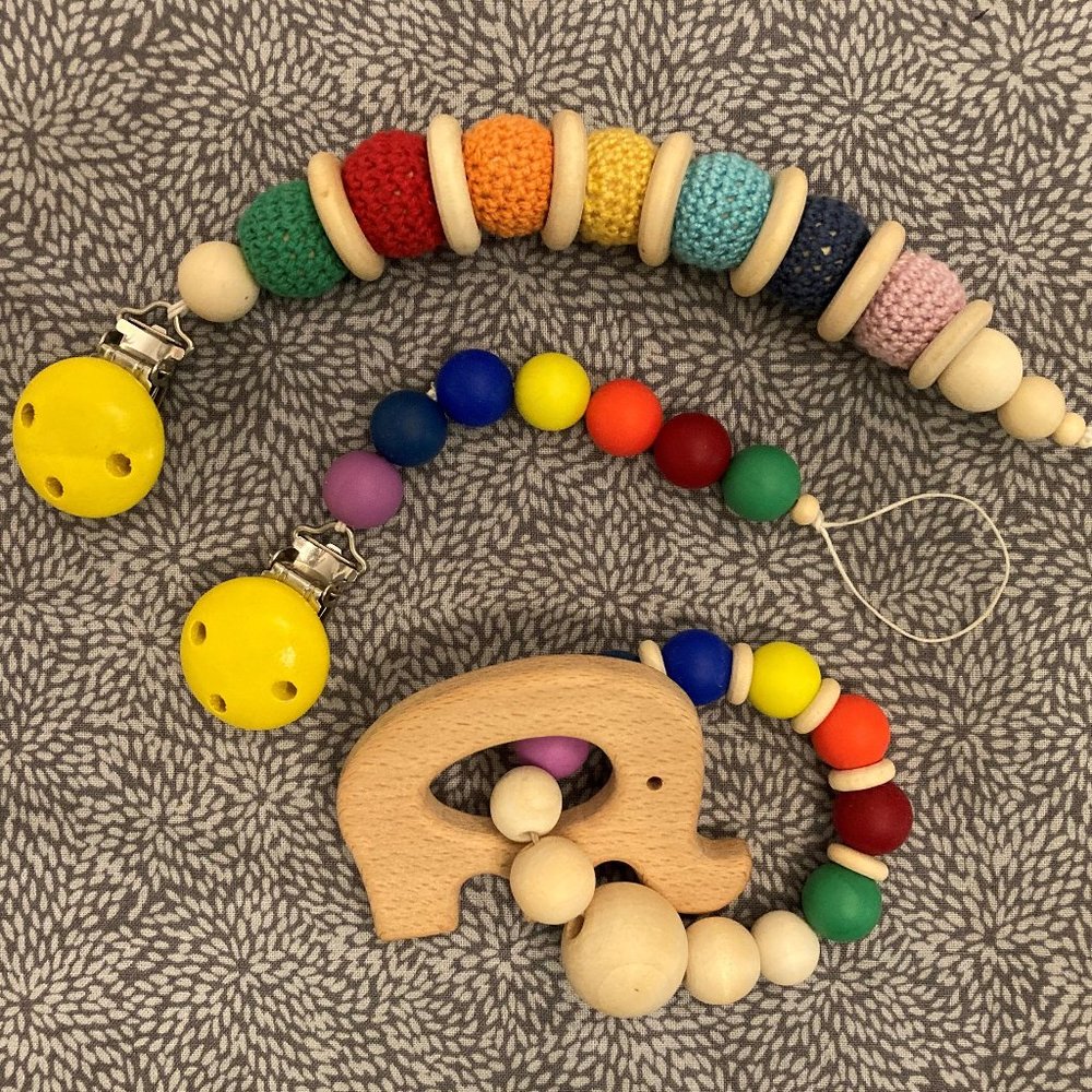 Silicone/Wood, Pacifier/Dummy/Leash/Chain/Chew Toy